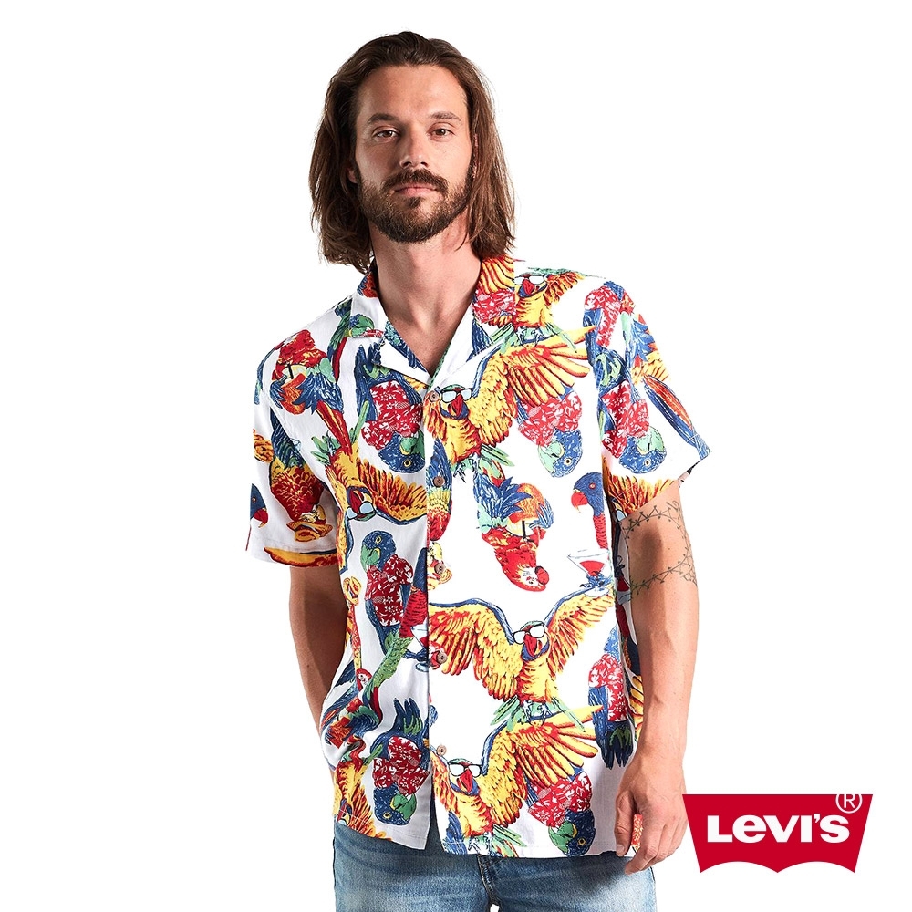 Levis 男款 短袖襯衫 休閒版型 南洋風印花 Lyocell天絲棉