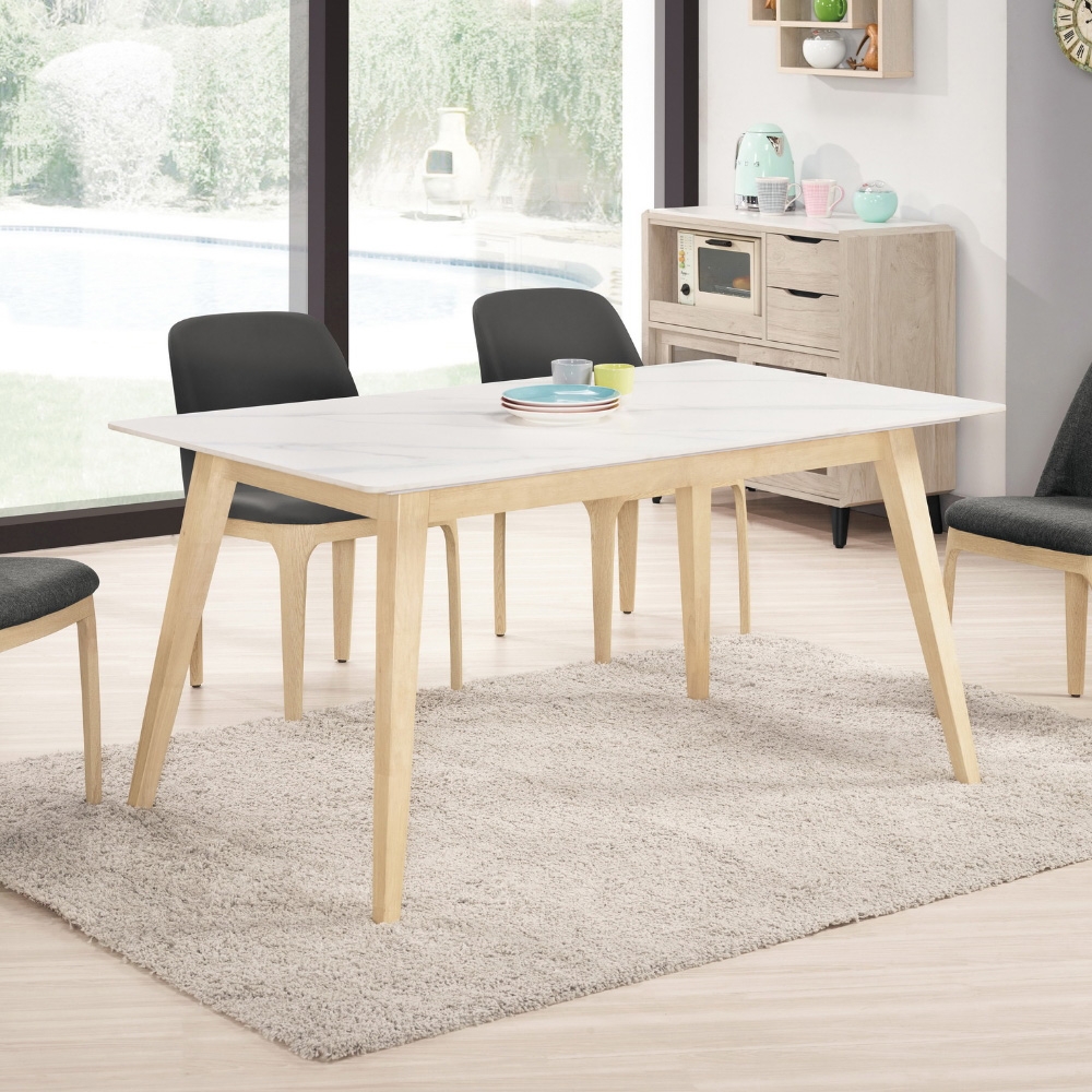 MUNA 海納斯5尺岩板餐桌(洗白色)(不含椅) 150X85X75cm