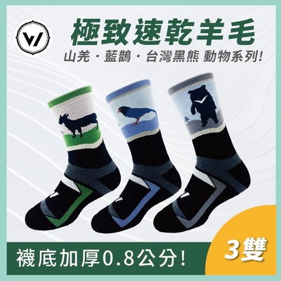 【WOAWOA】台灣特有種 極致速乾運動羊毛登山襪 | M/L/XL-3入組 (羊毛襪 登山襪 保暖襪 除臭襪 襪子 厚襪)