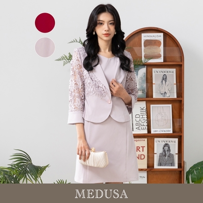 現貨【MEDUSA 曼度莎】婚宴緞面蕾絲燒花外套 - 2色（M-XL）｜小禮服外套 小外套 罩衫