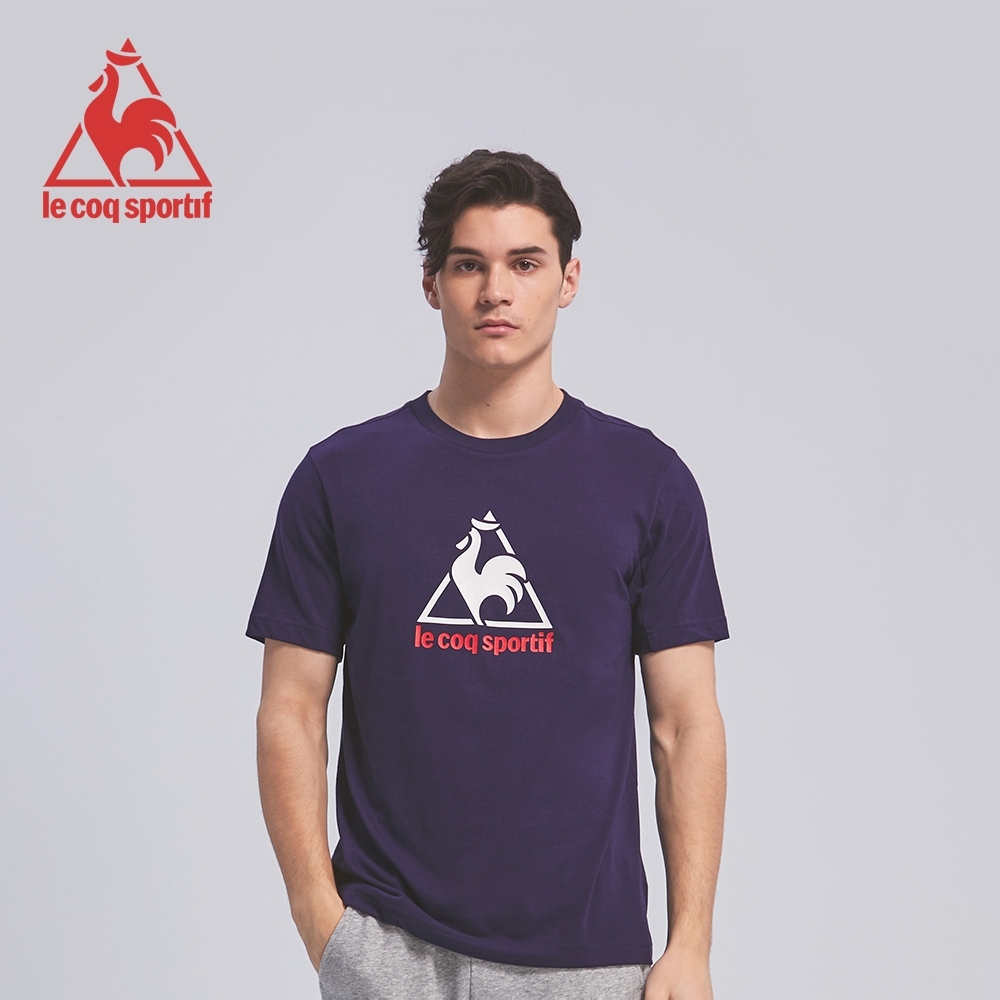 le coq sportif 法國公雞牌韓國潮流基礎大LOGO短袖T恤 男-丈青