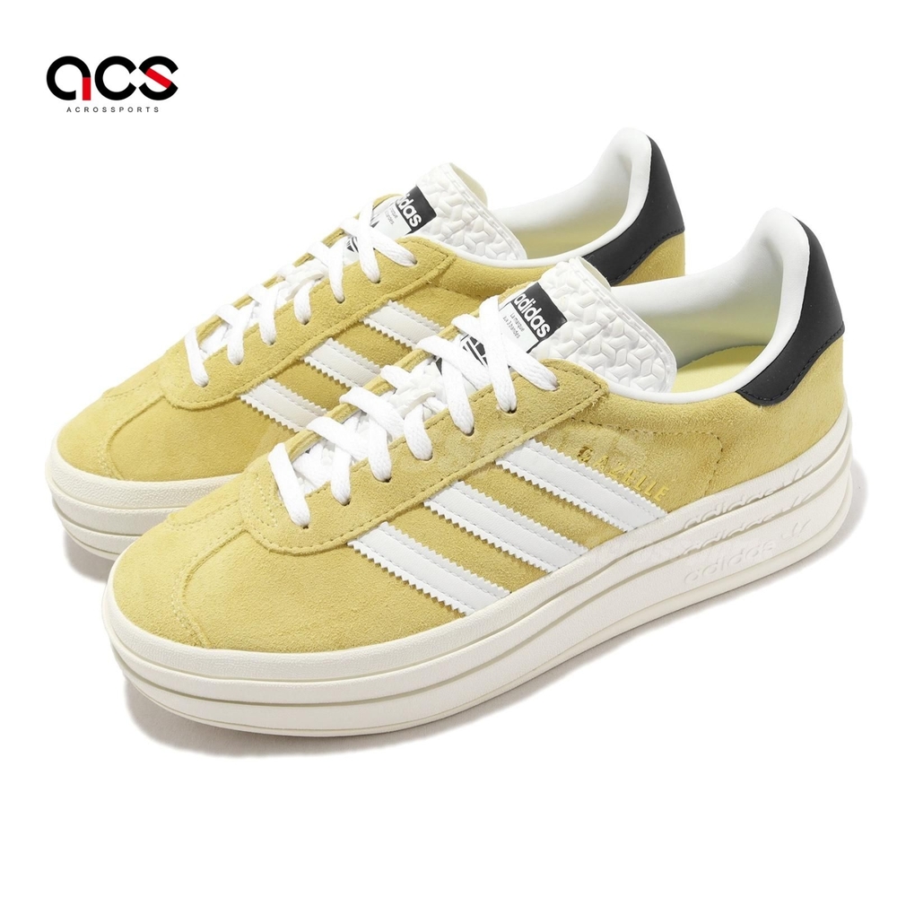 adidas 休閒鞋 Gazelle Bold W 女鞋 黃 白 麂皮 厚底 增高 拼接 愛迪達 HQ6891