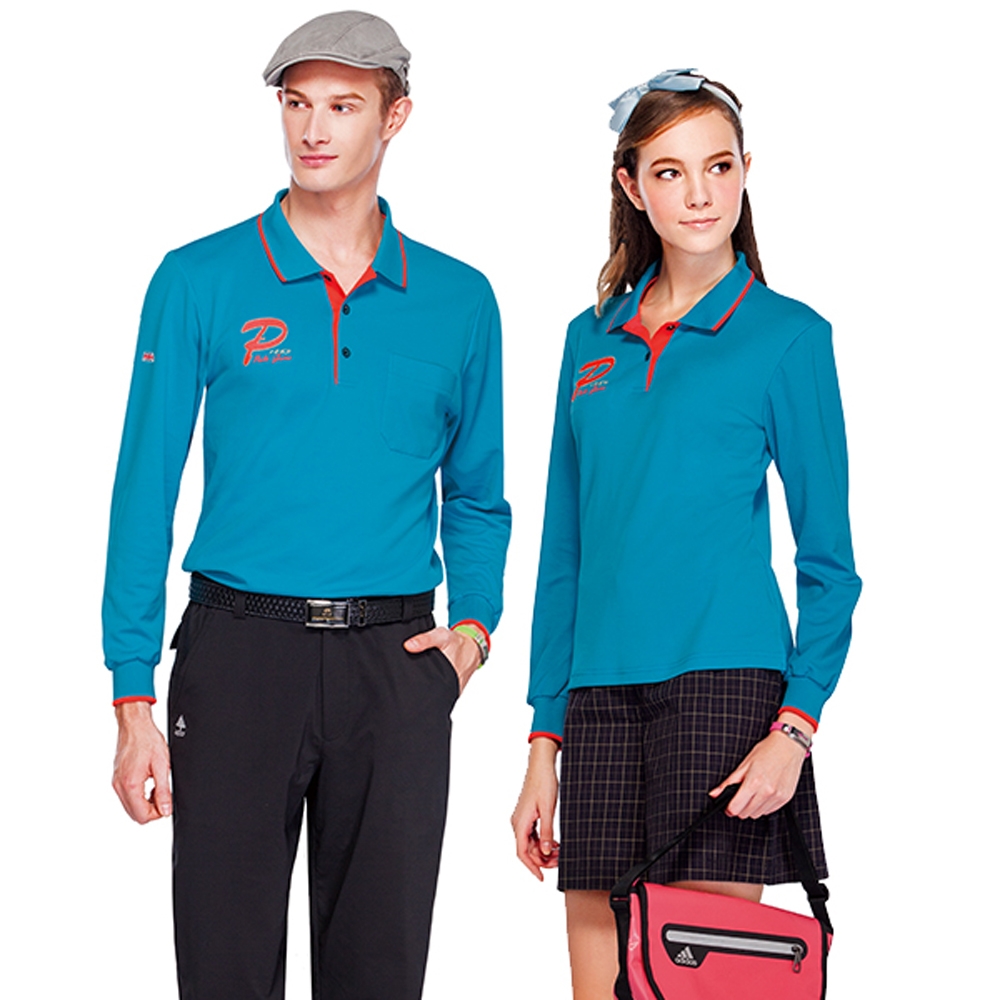 【Londa Polo】吸濕排汗中性版長袖POLO衫(P59662)藍