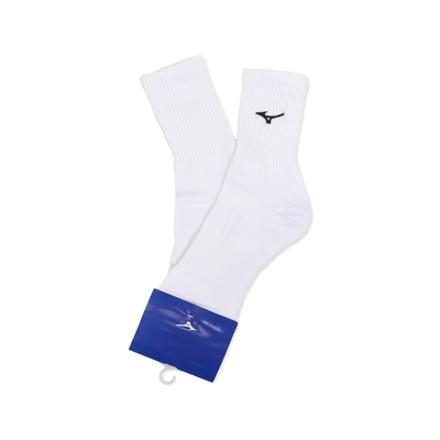 Mizuno 襪子 Crew Socks 白 黑 長襪 白襪 中筒 運動 美津濃 32TXA603-09