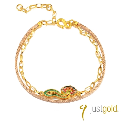 【Just Gold 鎮金店】如意釉彩手繩(咖)