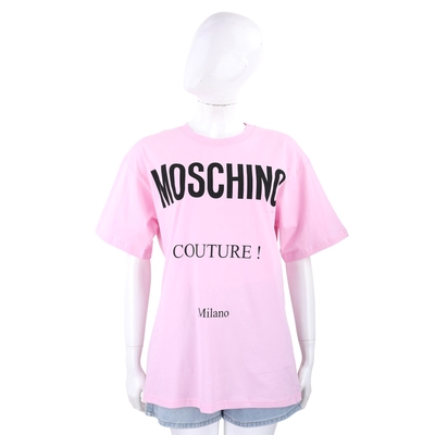 MOSCHINO 字母印花寬鬆版粉色短袖TEE T恤(女款)