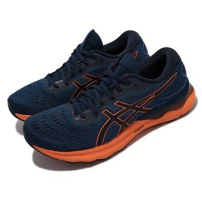 Asics 慢跑鞋 GEL Nimbus 24 反光 男鞋 亞瑟士 緩震 抗扭穩定 彈力中底 亞瑟膠 藍 橘 1011B359402