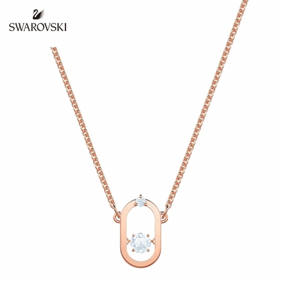 SWAROVSKI 施華洛世奇 Sparkling Dance Oval 項鏈 圓形切割 白色 鍍玫瑰金色調