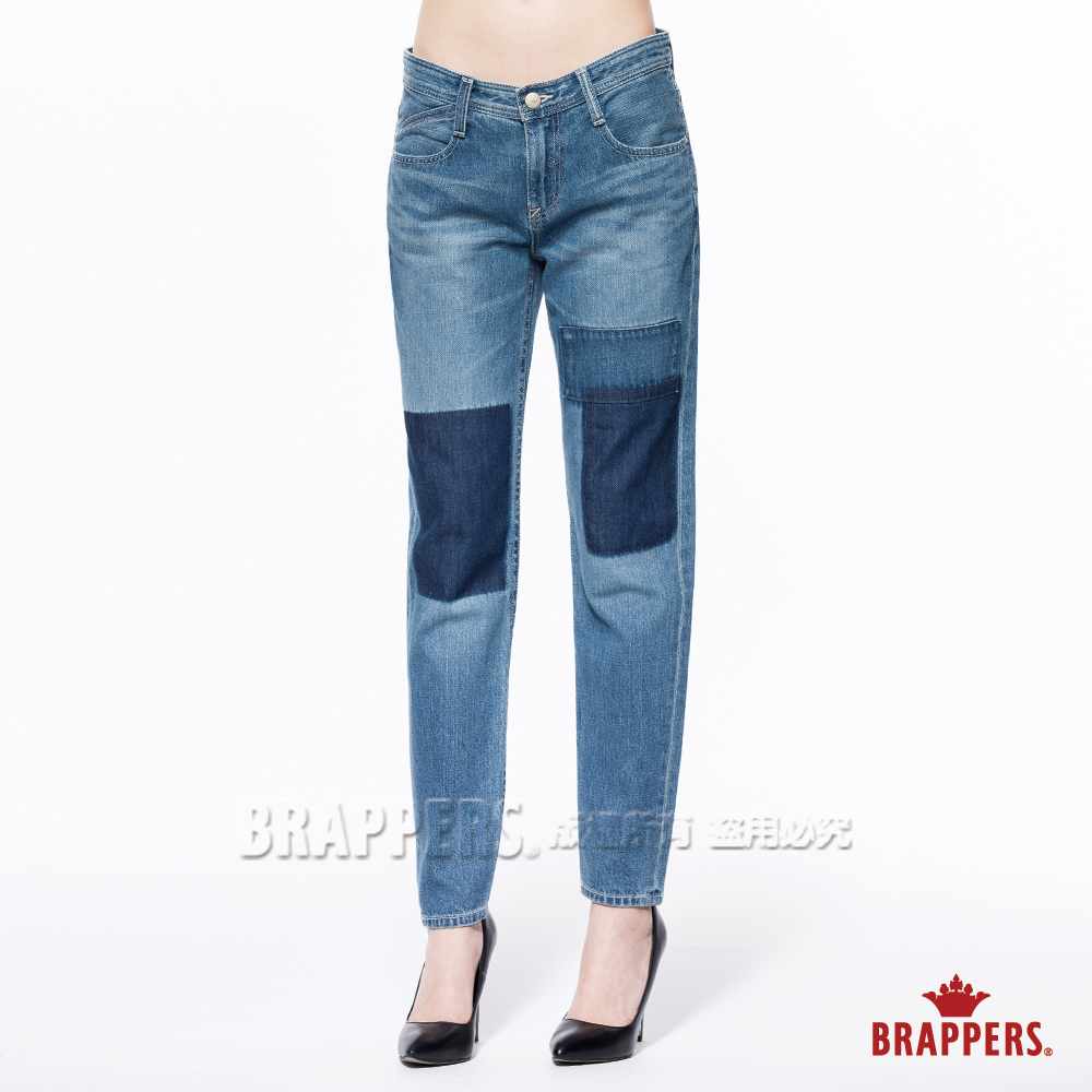 BRAPPERS 女款 Boy Friend Jeans系列-女用八分反摺褲-淺藍