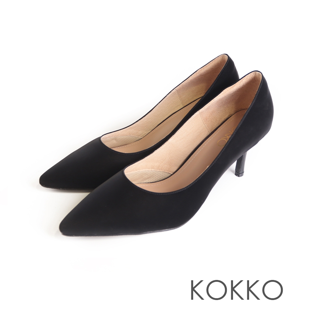 KOKKO高級輕奢絲光感細高跟鞋黑色