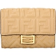 FENDI Baguette FF浮雕納帕羊皮金釦中夾(奶糖色) product thumbnail 1