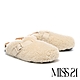 穆勒鞋 MISS 21 超Q毛毛懶人少女羊毛拼接大頭厚底穆勒拖鞋－米白 product thumbnail 1