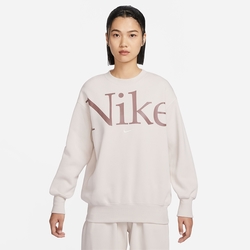 NIKE 上衣 女款 長袖上衣 大學T 磨毛 寬鬆版型 AS W NSW PHNX FLC OS LOGO CREW 米 FN3655-104