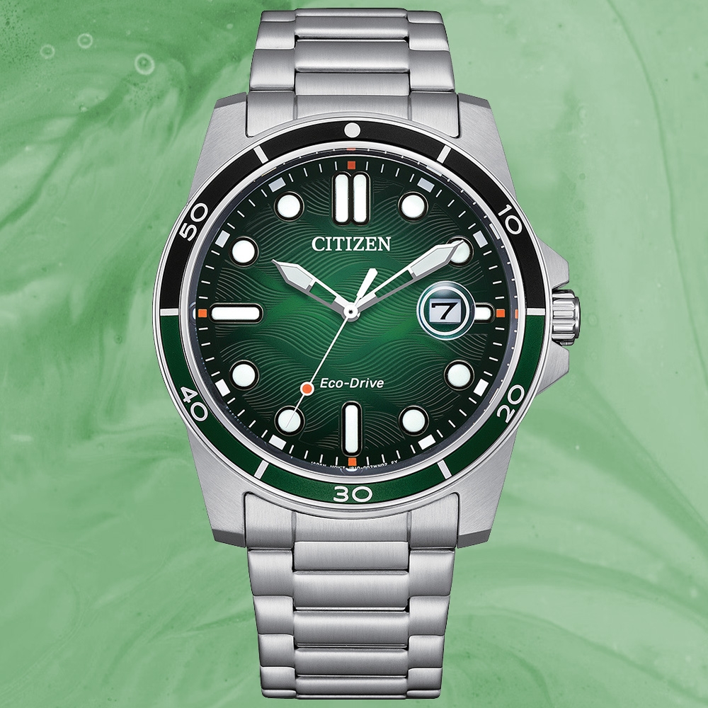 CITIZEN星辰 GENT'S系列 光動能 水波紋時尚腕錶 母親節 禮物 41.5mm/AW1811-82X