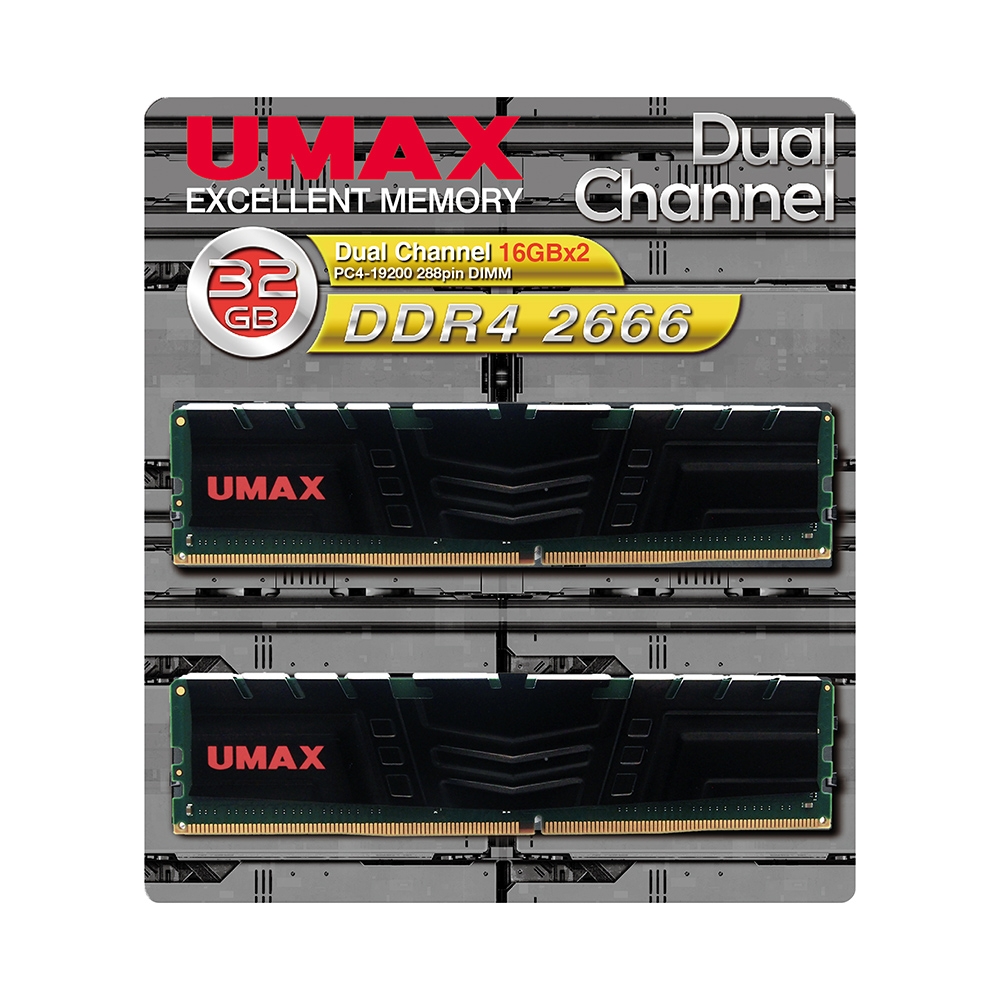 UMAX DDR4 2666 32GB 2048X8 桌上型記憶體(16GBx2) | 桌上型DDR4 2666