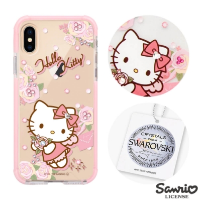 三麗鷗 Kitty iPhone XS Max 6.5吋施華彩鑽四角防撞手機殼-天使凱蒂