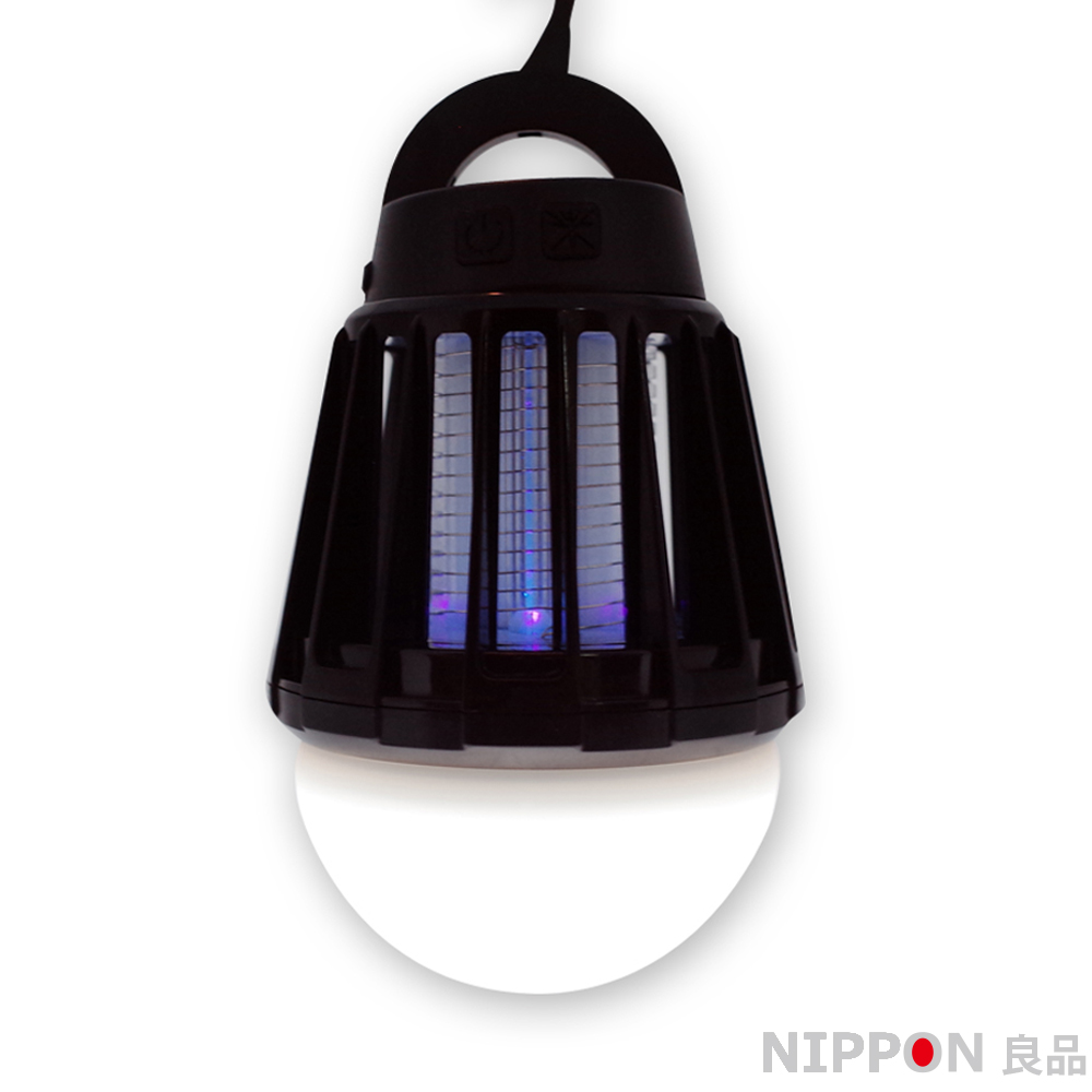 NIPPON良品 充電式防水行動LED照明捕蚊燈 (黑色)