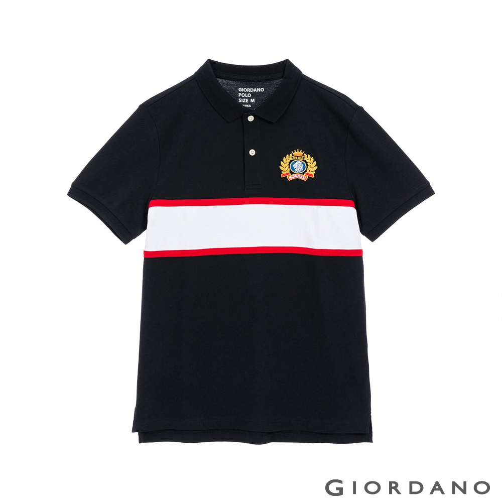 GIORDANO 男裝UNION JACK POLO衫 - 68 海軍藍/白/紅