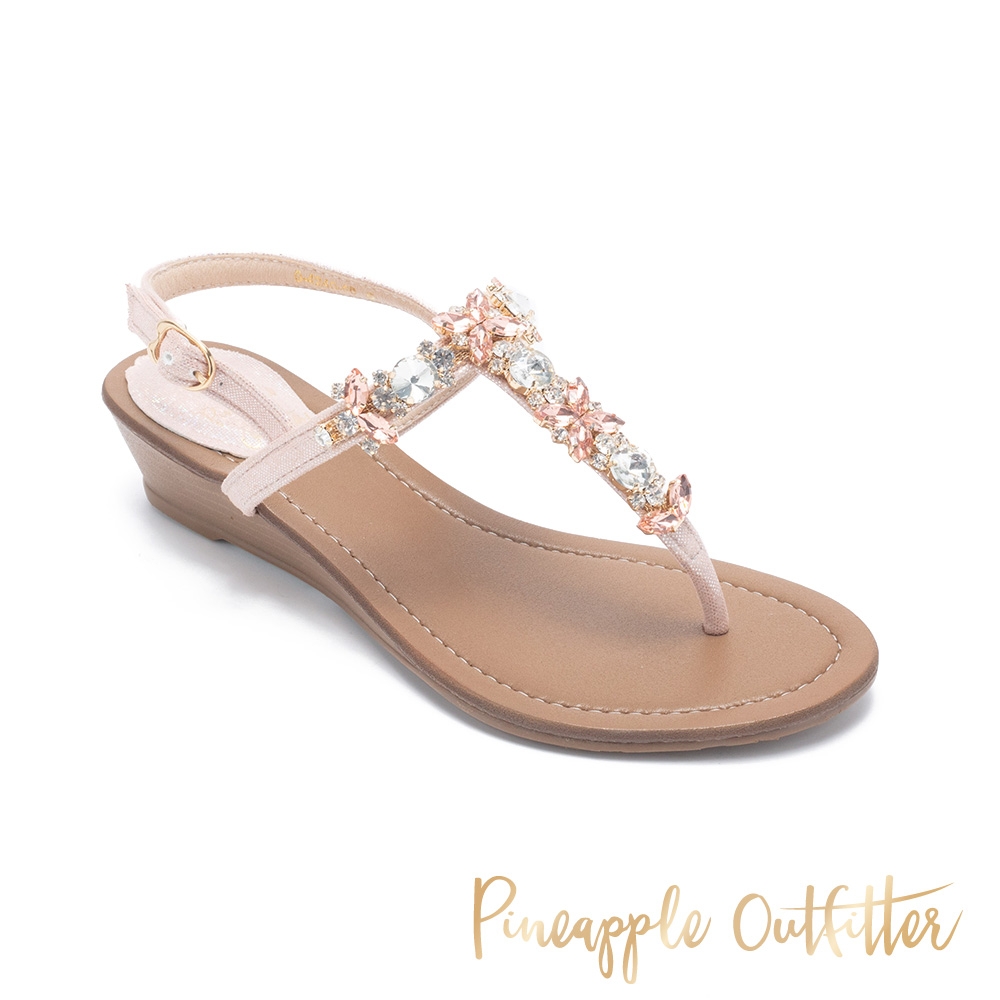 Pineapple Outfitter-INIKO 人字水鑽楔型涼鞋-粉紅色