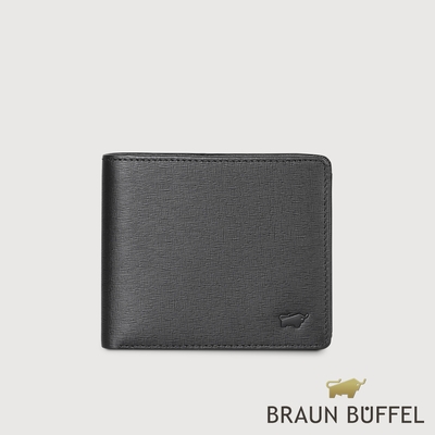 【BRAUN BUFFEL 德國小金牛】台灣總代理 羅格-A 8卡男夾-黑色/BF538-313-BK