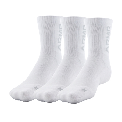 Under Armour 運動襪 3-Marker Crew Socks 白 灰 吸濕排汗 支撐 緩衝 中筒襪 襪子 UA 1382025100