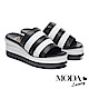 拖鞋 MODA Luxury 百搭俐落撞色異材質楔型厚底拖鞋－黑 product thumbnail 1