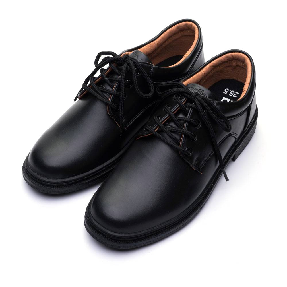 ARRIBA艾樂跑男鞋-綁帶式素面學生皮鞋-黑(AB6835)