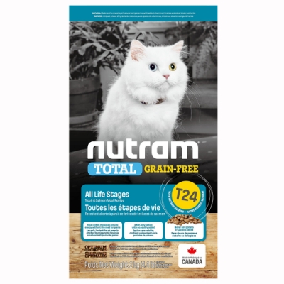 加拿大NUTRAM紐頓T24無穀全能系列-鮭魚+鱒魚挑嘴全齡貓 2kg(4.4lb)(NU-10290)(購買二件贈送全家禮卷100元x1張)