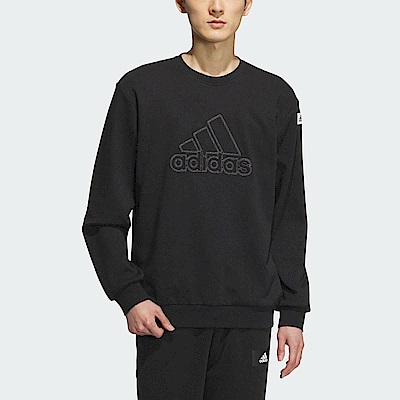 Adidas ST GFX WM CREW [IK2794] 男 長袖 上衣 亞洲版 運動 休閒 基本款 棉質 舒適 黑