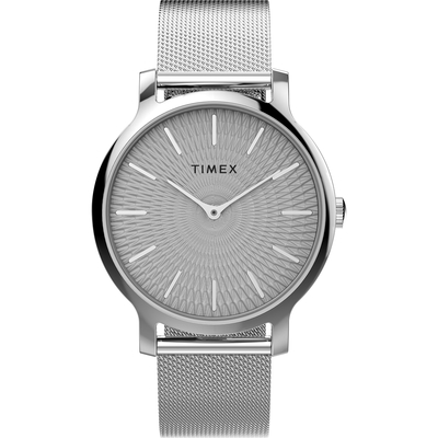 TIMEX 天美時 風格系列 34mm 超薄米蘭帶優雅手錶 (銀TXTW2V92900)