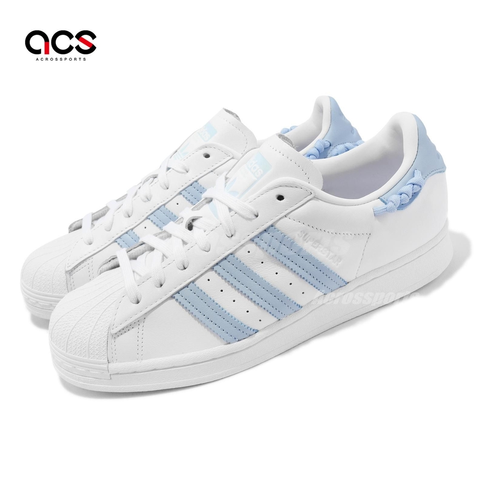 adidas 休閒鞋 Superstar W 女鞋 白 寶寶藍 貝殼頭 鋸齒Logo 三葉草 愛迪達 GZ3445