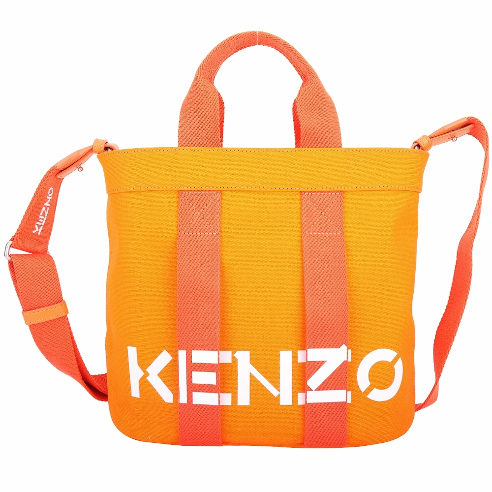 KENZO Logo 字母印花帆布手提/斜背托特包(橘色)