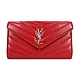 YSL Saint Laurent 小羊皮衍縫翻蓋信封長夾(紅) product thumbnail 1