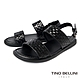 TINO BELLINI 男款 牛皮編織寬面後調節釦帶涼鞋HM0T010-黑 product thumbnail 1