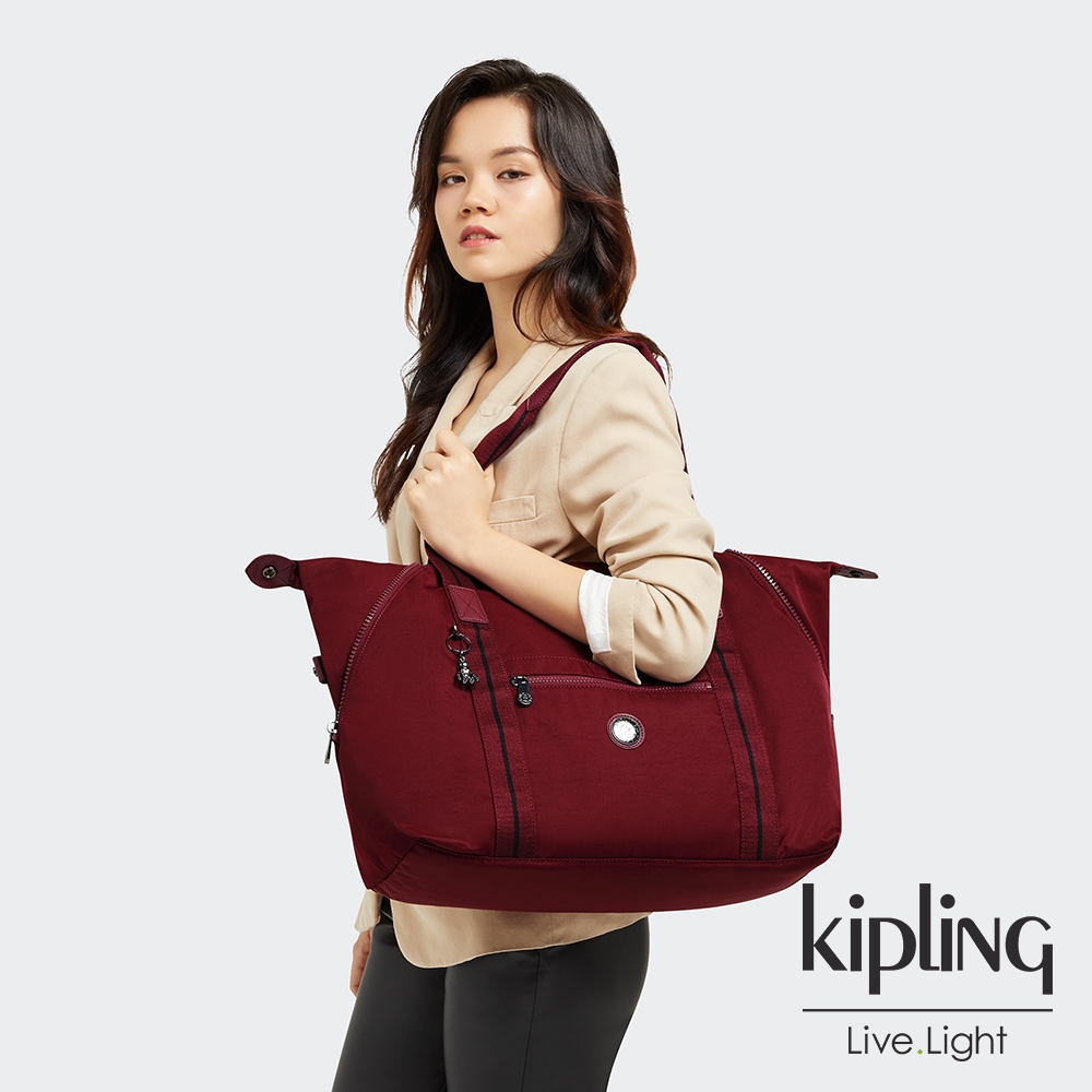 Kipling 大人感紅酒色手提側背包-ART M