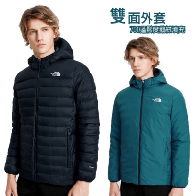 The North Face 男新款 700FPl 超輕保暖鵝絨雙面穿羽絨外套.防潑水防風夾克.雪衣_藏青 N