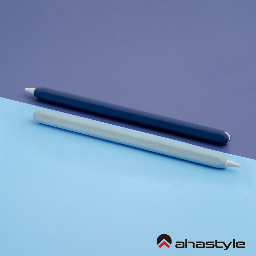 AHAStyle Apple Pencil 2代 筆套 超薄矽膠保護套 雙色2入 午夜藍＋淺藍