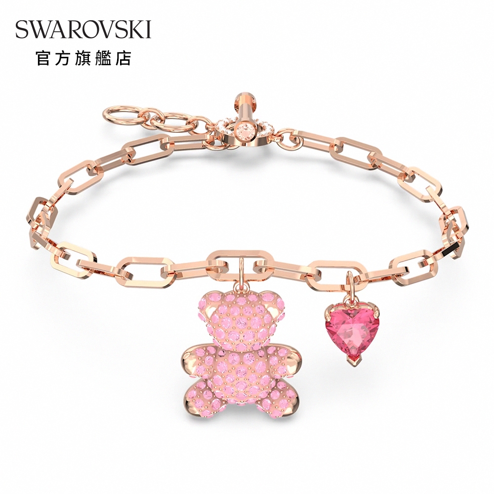 SWAROVSKI 施華洛世奇 Teddy 手鏈, 粉紅色, 鍍玫瑰金色調