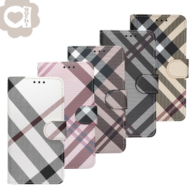 Aguchi 亞古奇 Apple iPhone 15 (6.1吋) (精品版) 英倫格紋經典手機皮套 側掀磁扣支架式皮套 5色可選