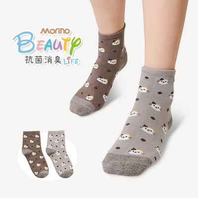 【MORINO摩力諾】(8雙組)MIT抗菌消臭韓版少女短襪|M 22~24cm|-貓貓