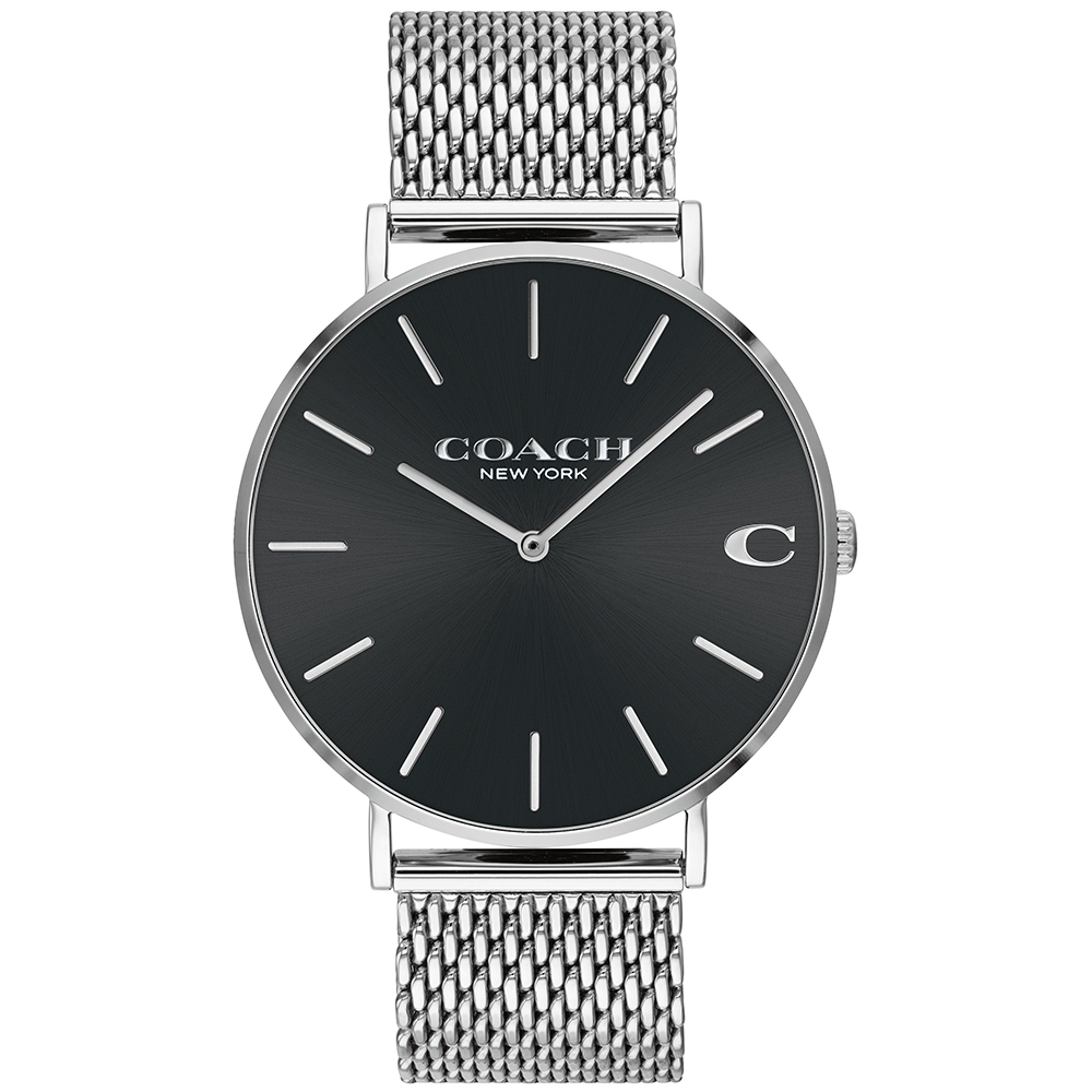 COACH 極簡黑米蘭錶帶手錶-41mm(14602144)