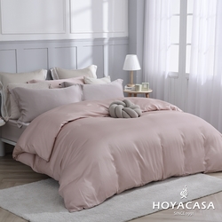 HOYACASA 雙人60支天絲被套床包四件組-浪漫霧粉(英式粉x曠野銅)