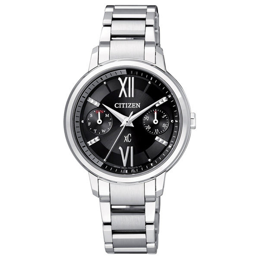 CITIZEN xC系列 夜戀巴黎光動能雙環時尚腕錶-銀黑-42mm