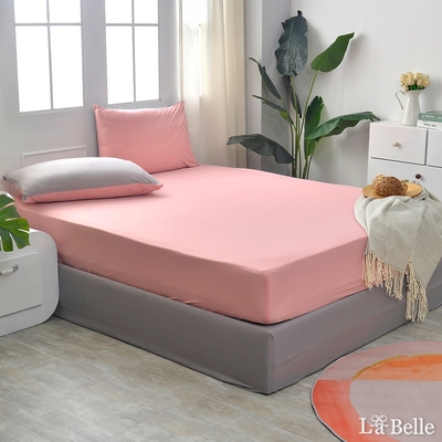 義大利La Belle 純色蜜桃 單人海島針織床包枕套組