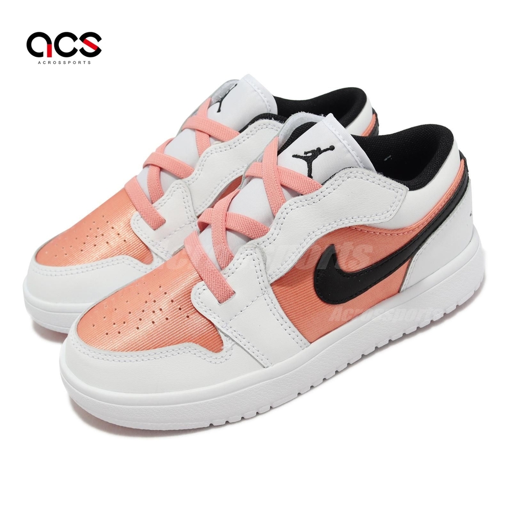 Nike 休閒鞋 Jordan 1 Low ALT PS 中童 童鞋 白 橘 玫瑰金 魔鬼氈 緩震 DM8966-801