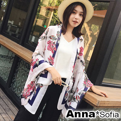 【滿額再75折】AnnaSofia 框蜜麗花 亮緞面仿絲披肩絲巾圍巾(米桃系)