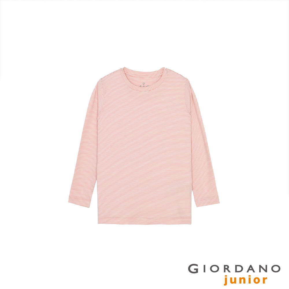 GIORDANO  童裝G-Warmer彈力圓領極暖衣 - 83 柔瑰粉紅X皎白