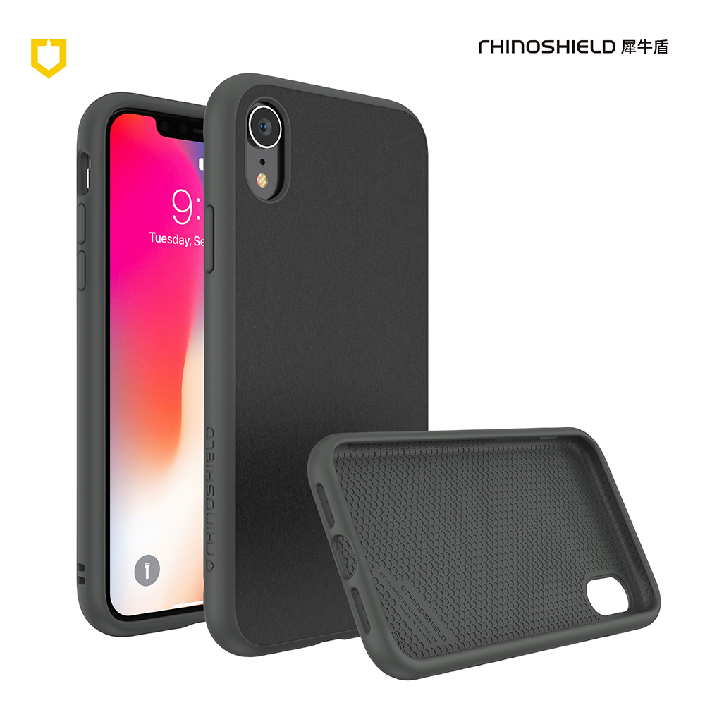 犀牛盾iPhone XR Solidsuit 超細纖防摔背蓋手機 - 泥灰