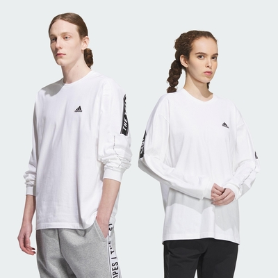 adidas 上衣 男款 女款 長袖上衣 運動 亞規 WORD L/S TEE 白 IK7344