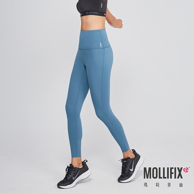 Mollifix 瑪莉菲絲 高腰彈力無痕瑜珈褲、瑜珈服、Legging (湖藍)